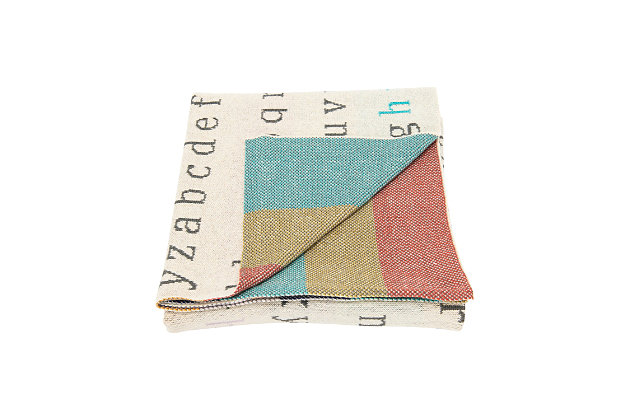Give them the sense of luxury they deserve with this generously scaled baby blanket with alphabet theme. Richly knitted with feel-good cotton, it makes high style as easy as A-B-C.Made of cotton | Alphabet-themed baby blanket | 40" l x 32" w | Imported