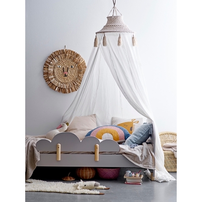 Storied Home Cotton Macrame Canopy with Tassels, White