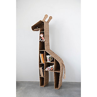 Stretch your storage options with this giraffe-shaped shelving unit. Quality crafted of handwoven bankuan with a sturdy metal frame, it’s packed with possibilities thanks to 10 compartments that free up precious floor space and provide a spot for toys, trinkets, books and more.Made with handwoven bankuan | Metal frame | 10 storage compartments | 18" w x 10" d x 58" h