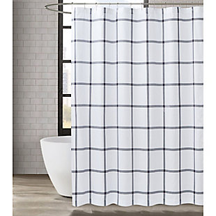Truly Soft Truly Soft Printed Windowpane 72x72 Shower Curtain, White/Charcoal Gray, rollover