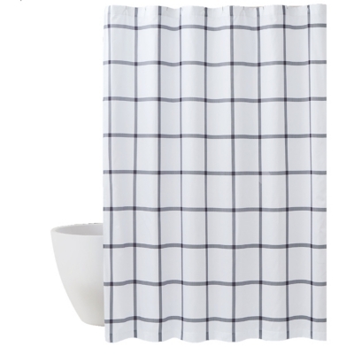 Truly Soft Truly Soft Printed Windowpane 72x72 Shower Curtain, White/Charcoal Gray, large