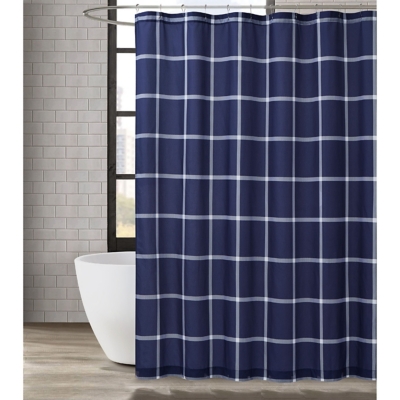 Truly Soft Truly Soft Printed Windowpane 72x72 Shower Curtain, Navy/White, large