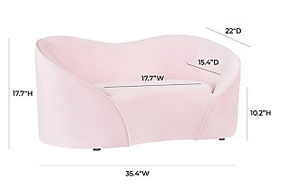Pamper your pet. With stylish curves, this pet bed makes a fashion statement and blends beautifully with other furniture. Your four-legged family member can sleep comfortably any time of day without being separated from family activity. With a removable and washable seat, the pet sofa is easy to clean and sure to last.Wood frame | Upholstered in waterproof velvet fabric | Handmade | Removable, washable cushion | No assembly required | Imported