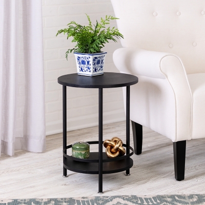 Honey-Can-Do 2-Tier Black Round Side Table, , large