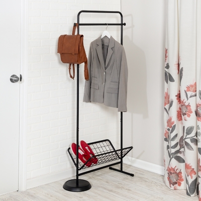 Honey-Can-Do Swivel Coat Rack Valet with Basket, , rollover