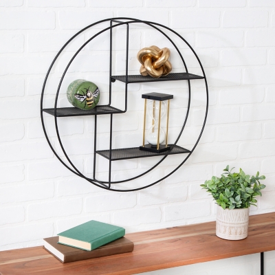 A600008698 Honey-Can-Do Rustic Circular Wall Shelf, Black sku A600008698