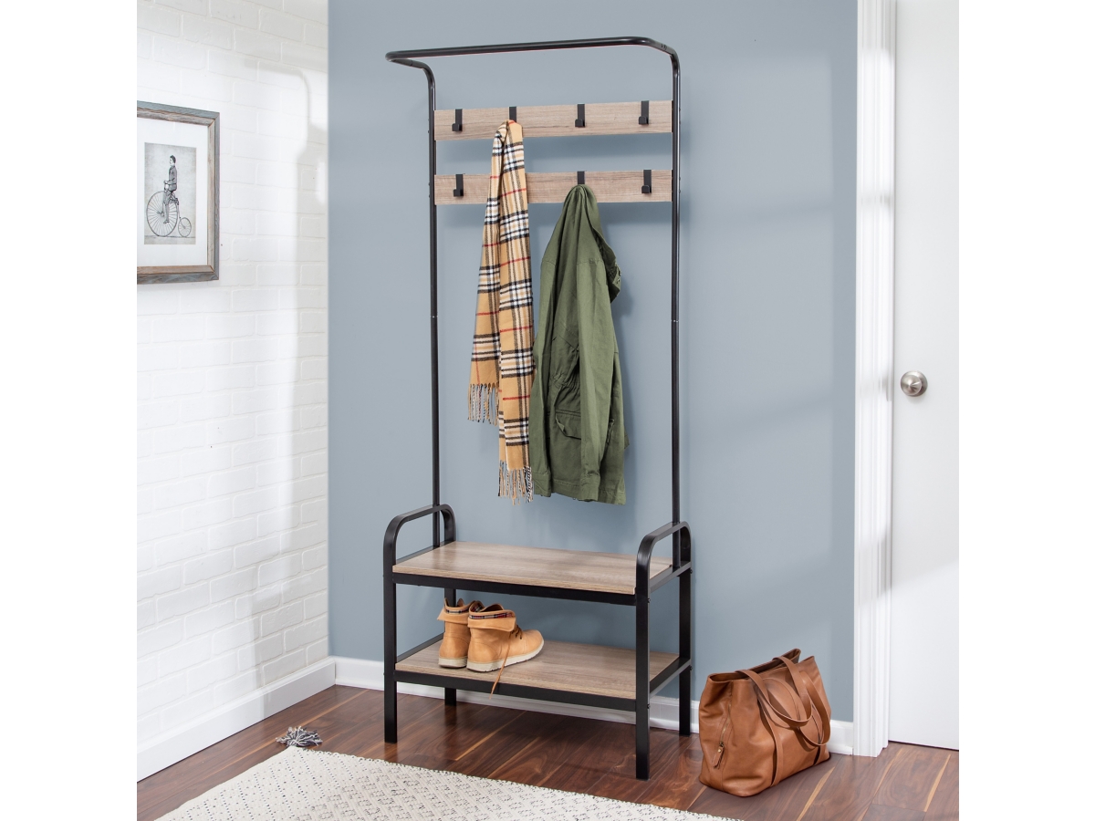 Honey-Can-Do Entryway Organizer with Hooks And Shoe Storage