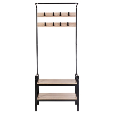 Wall Mount Cubby Organizer Hooks Entryway Storage Shelf-Black