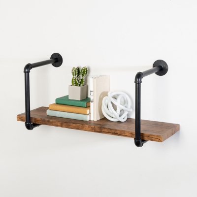 Honey-Can-Do Black Industrial Wall Shelf, , rollover