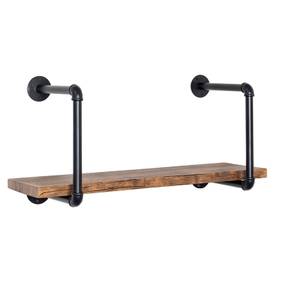 Honey Can Do 2 Tier Black Industrial Wall Shelf