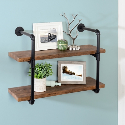 Wall Shelfmate Wood & Metal Wall Shelves Collection - Oak/Black