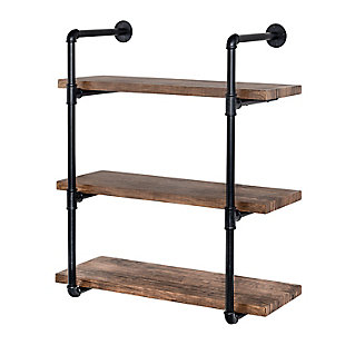 Honey-Can-Do 3-Tier Black Industrial Wall Shelf, , large