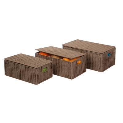 Honey-Can-Do Parchment Cord Boxes (Set of 3), Brown