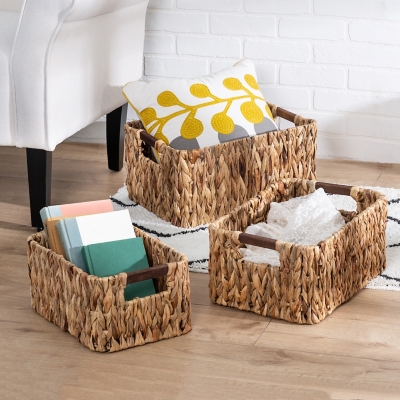Honey-Can-Do Square Nesting Water Hyacinth Baskets, , large