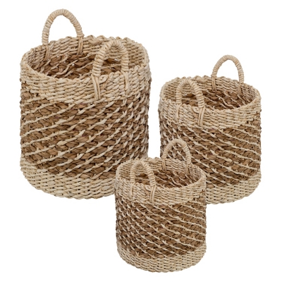 Honey-Can-Do Tea Stained Woven Basket (Set of 3), , large