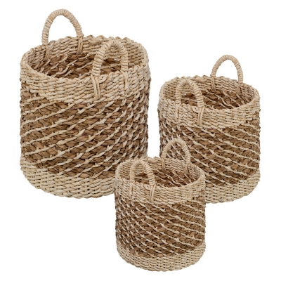 Hannah Assorted Stackable Basket Set with Handles (set of 3)