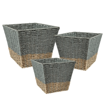 Honey-Can-Do Square Nesting Seagrass 2-Color Baskets (Set of 3), , large