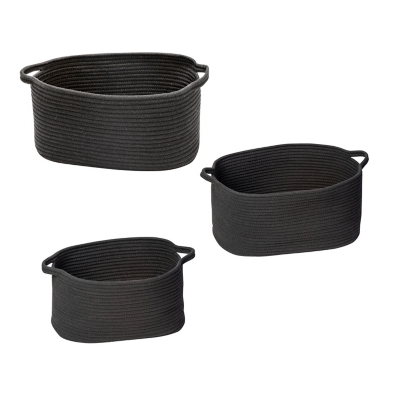 Honey-Can-Do Black Cotton Coil Baskets (Set of 3), , large