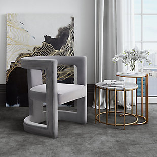 Ada Ada Grey Velvet Chair, Black/Gray, rollover