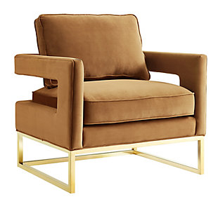 Inspired by our love for luxe, modern design the Avery chair radiates sophistication and grandeur. With a glossy gold finish and gorgeous curves, this chair is available in several sumptuous upholstery options. The Avery is a must-have for any room.Handmade by skilled furniture craftsmen | Gold stainless steel legs | Comfortable durable material | Removable back seat cushion | High density foam seat cushion