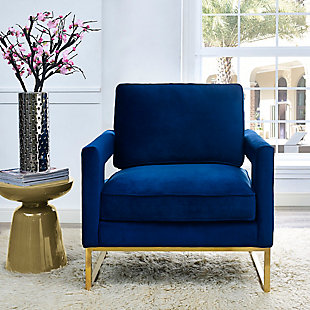 Avery Avery Navy Velvet Chair, Blue, rollover