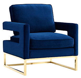 Avery Avery Navy Velvet Chair, Blue, large