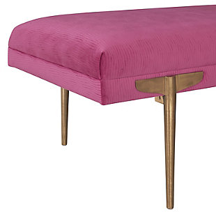 We know you'll love our elegant Brno velvet bench. Soft, textured upholstery perched upon four stylish gold legs, allow this bench to shine in any space. The Brno is available in several color options.Completely handmade by master furniture craftsmen | Sumptuous velvet upholstery available in multiple color options | Gold stainless steel legs | Minor assembly required