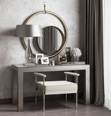 Diva Diva Cream Velvet Bench, , rollover