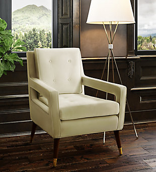 Draper Draper Cream Velvet Chair, White, rollover