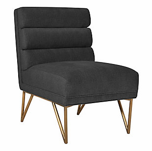 Kelly Slub Gray Velvet Chair, Black, large