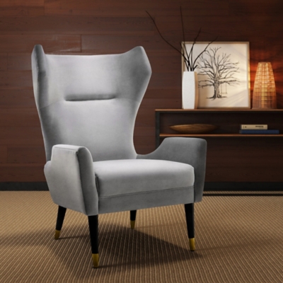 Logan Logan Grey Velvet Chair, Gray, large