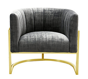 Magnolia Magnolia  Slub Grey Chair with Gold Base, Gray/Gold, large