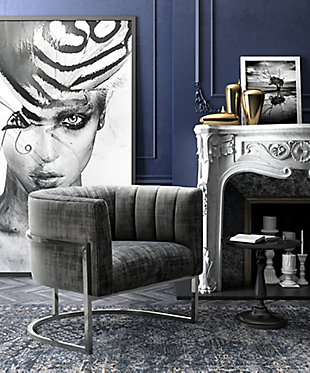 Magnolia Gray Velvet Chair, Gray, rollover
