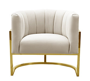 Magnolia Magnolia Spotted Cream Chair with Gold Base, Cream/Gold, large