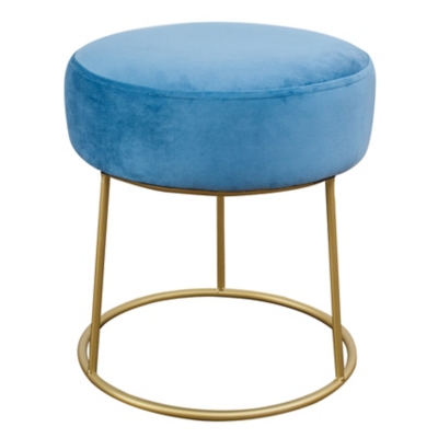 Nina Nina Blue Velvet Stool, Blue, large