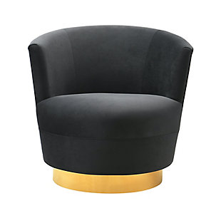 Noah Black Swivel Chair, Black, large