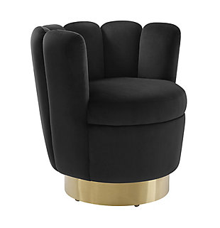 Yad Yad Black Velvet Swivel Chair, Black, large