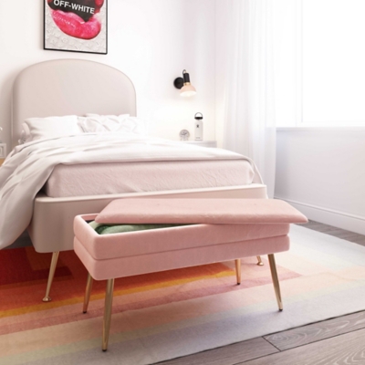 Ziva Ziva Blush Velvet Storage Bench, Pink