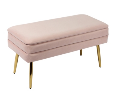 Ziva Ziva Blush Velvet Storage Bench, Pink, large