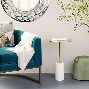 Zuo Asa White And Gold Side Table, , rollover