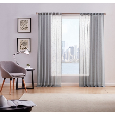Home Accents Style 212 Sheer 50x84 Grey Window Panel Pair, Gray, large