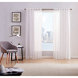 Home Accents Style 212 Sheer 50x84 White Window Panel Pair, White, rollover