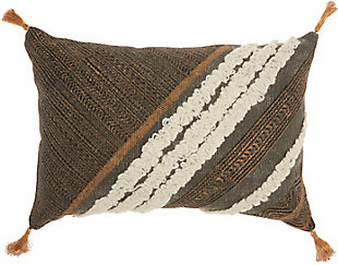 With a subtle pattern in soft shades, this throw pillow blends easily with other colors. A nice addition for a sofa, sectional or loveseat, the handcrafted cotton accent pillow adds a touch of charm without overpowering other designs in the room.Cover made of cotton | Polyester fill | Handcrafted | Zipper closure | Spot clean | Imported