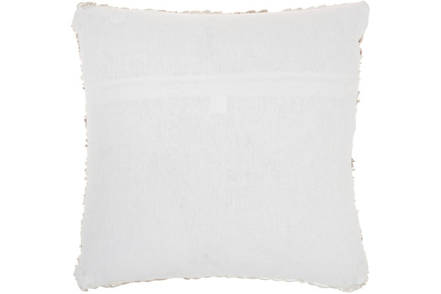 This throw pillow has a subtle charm that looks and feels good in almost any room. Made of polyester and cotton, the handcrafted accent pillow has soft tones in a subtle pattern that never goes out of style.Cover made of polyester/cotton | Polyester fill | Handcrafted | Zipper closure | Spot clean | Imported