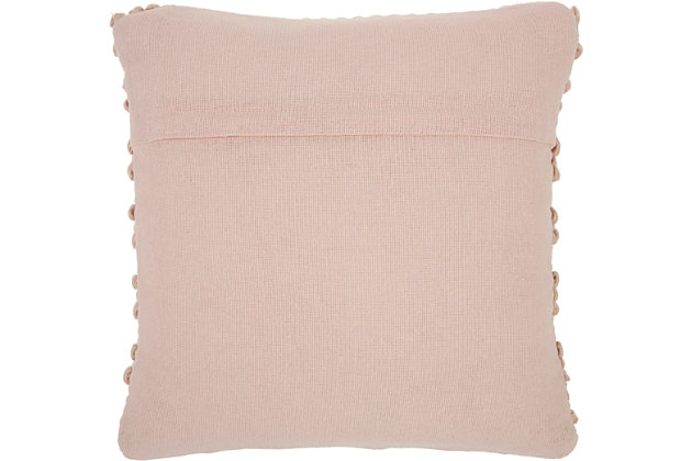 Comfortable and casual, this versatile throw pillow blends easily with just about any color scheme and room decor. The handmade acrylic and cotton accent pillow looks good after continued use.Cover made of acrylic/cotton | Polyester fill | Handmade | Zipper closure | Spot clean | Imported