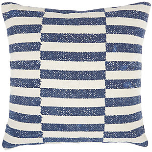 Nourison Life Styles Printed Stripes 20" x 20" Navy Indoor Throw Pillow, , large