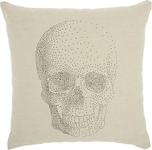 Nourison Life Styles Printed Skull 20" x 20" Natural Indoor Throw Pillow, , large