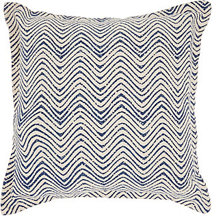 Nourison Life Styles Printed Waves 20" x 20" Indigo Indoor Throw Pillow, , large
