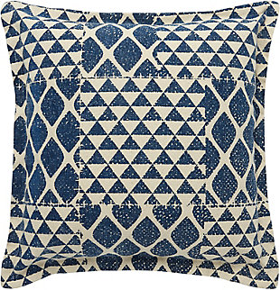 Nourison Life Styles Print Triangle Patch 20" x 20" Indigo Indoor Throw Pillow, , large