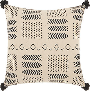 Mina Victory Life Styles Small Arrows and Dots 18" x 18" Ivory/Black Indoor Throw Pillow, , large
